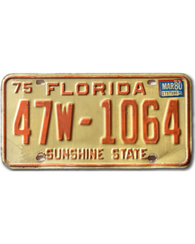 Amerikai rendszám Florida 1975 Sunshine State 47W-1064