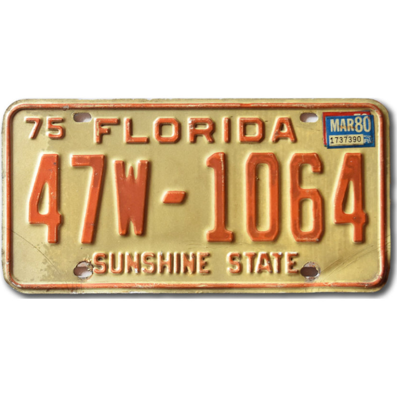 Amerikai rendszám Florida 1975 Sunshine State 47W-1064