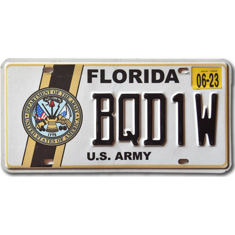 Amerikai rendszám Florida US Army BQD1W