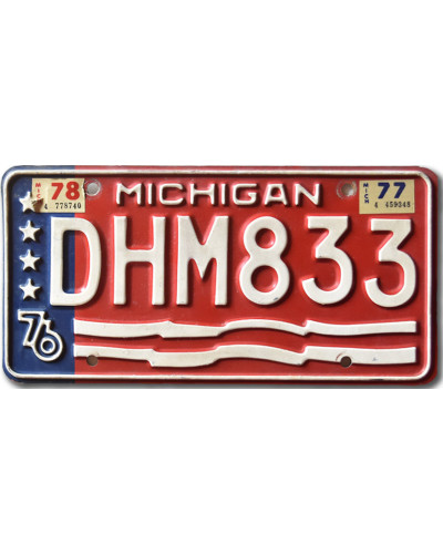 Amerikai rendszám Michigan 1976 Stars DHM833