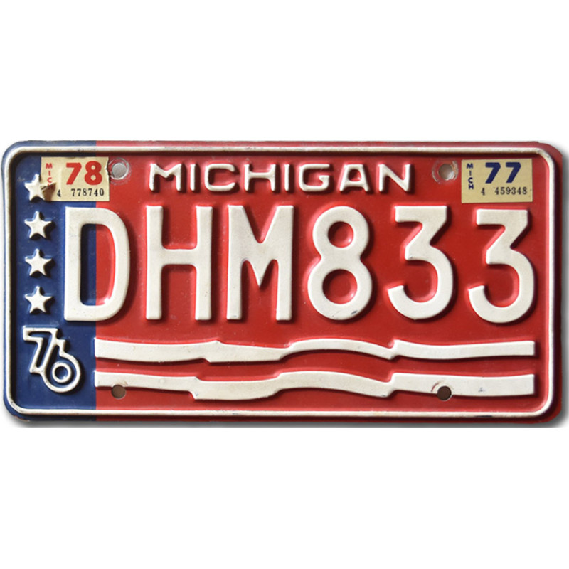 Amerikai rendszám Michigan 1976 Stars DHM833