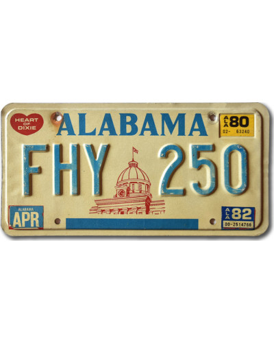 Amerikai rendszám Alabama Capitol FHY 250