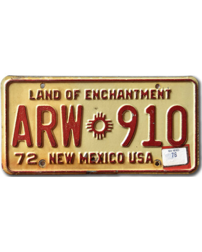 Amerikai rendszám New Mexico 1972 ARW 910