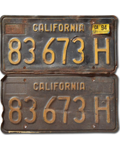 Amerikai rendszám California 1963 Black 83 673H pár