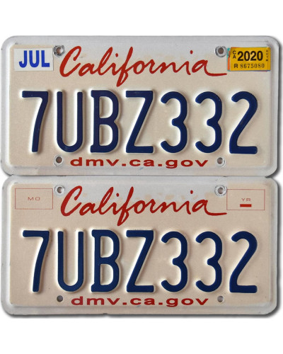 Amerikai rendszám California 7UBZ332 pár