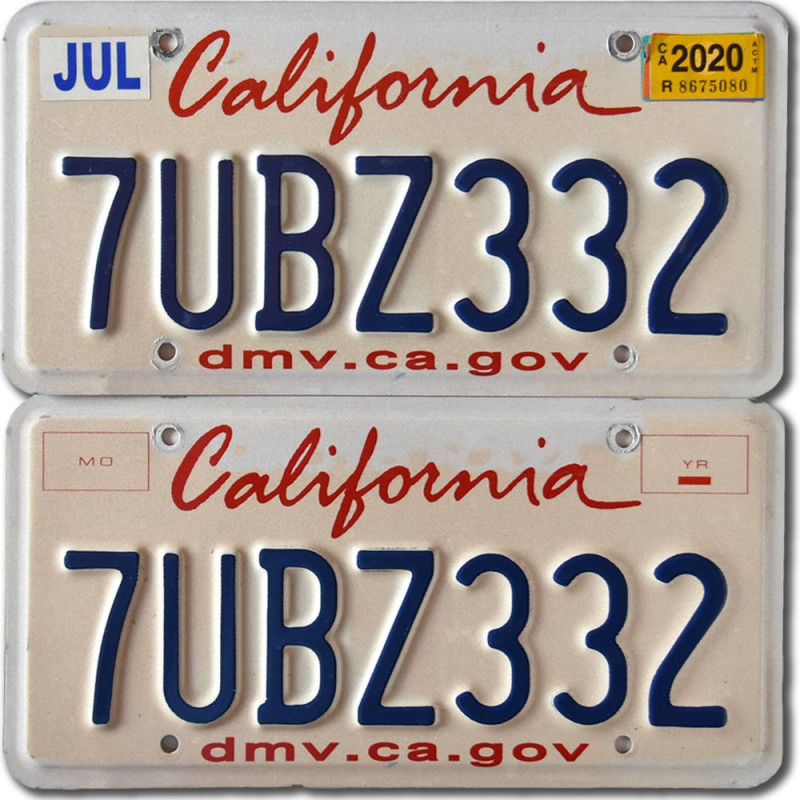 Amerikai rendszám California 7UBZ332 pár