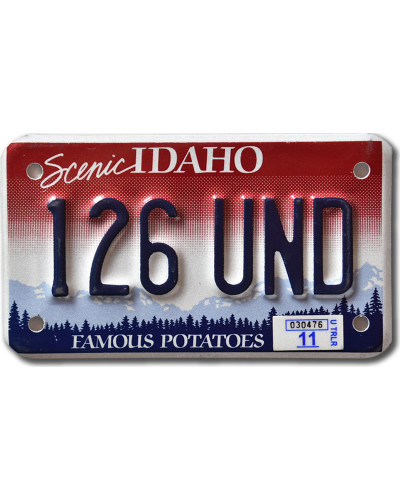 Motoros amerikai rendszám Idaho Famous 126 UND