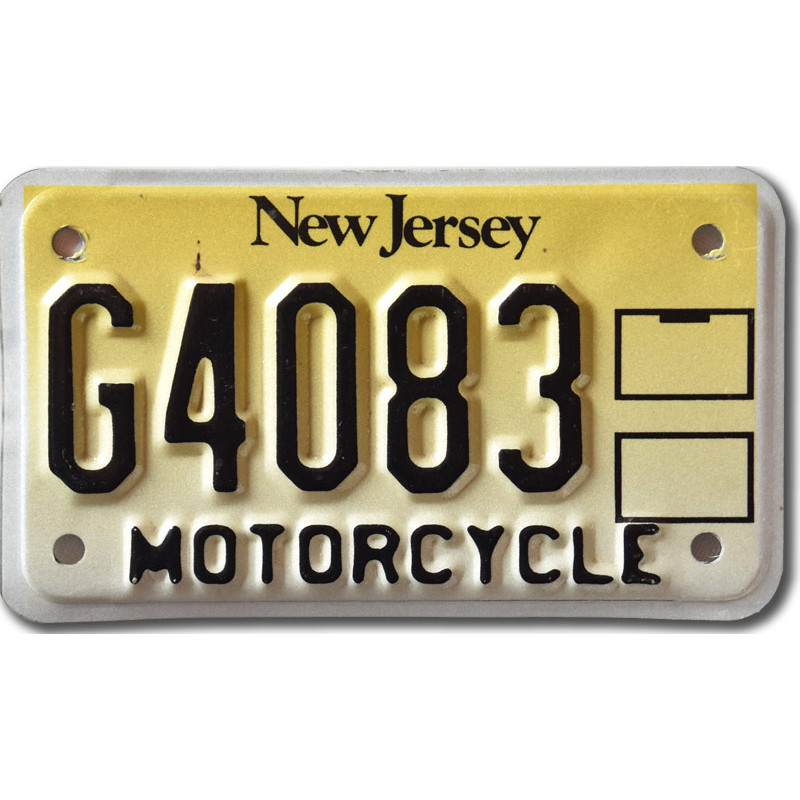 Motoros amerikai rendszám New Jersey G4083