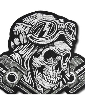 Motoros folt Pistons Skull XXL hátul 28 cm x 26 cm