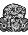 Motoros folt Pistons Skull XXL hátul 28 cm x 26 cm