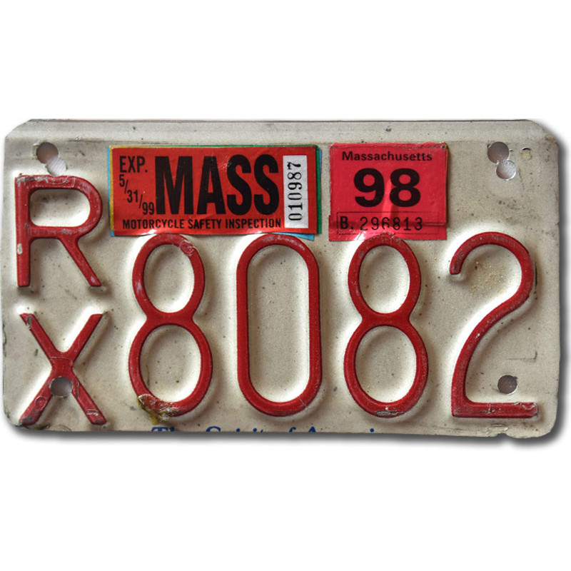 Motoros amerikai rendszám Massachusetts RX8082