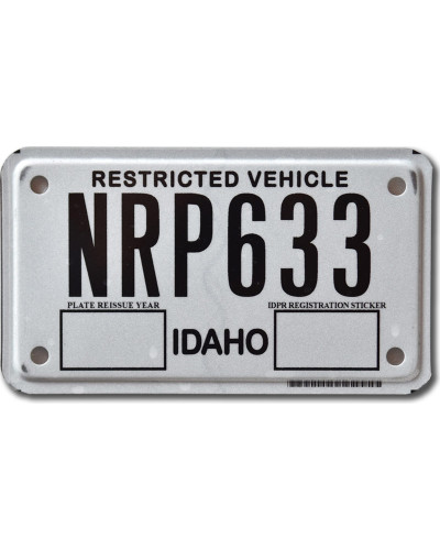 Motoros amerikai rendszám Idaho Restricted NRP633