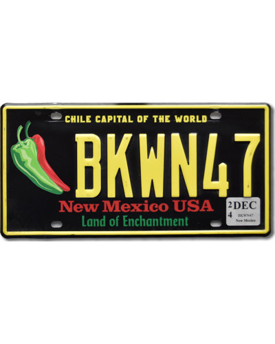 Amerikai rendszám New Mexico Chile Capital BKWN47