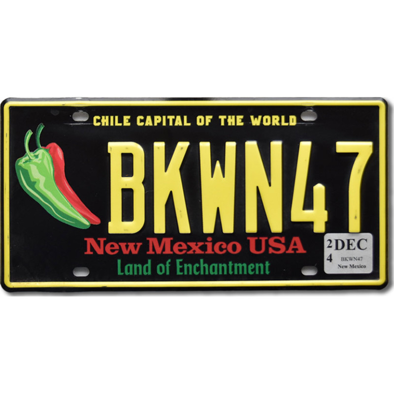 Amerikai rendszám New Mexico Chile Capital BKWN47