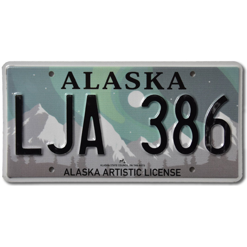 Amerikai rendszám Alaska Aurora Borealis LJA 386