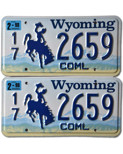 Amerikai rendszám Wyoming Coml 2659 pár