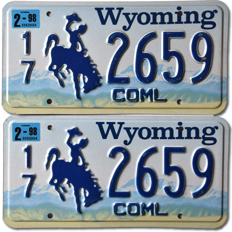 Amerikai rendszám Wyoming Coml 2659 pár