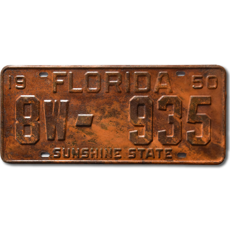 Amerikai rendszám Florida 1950 Rusty 8W-935