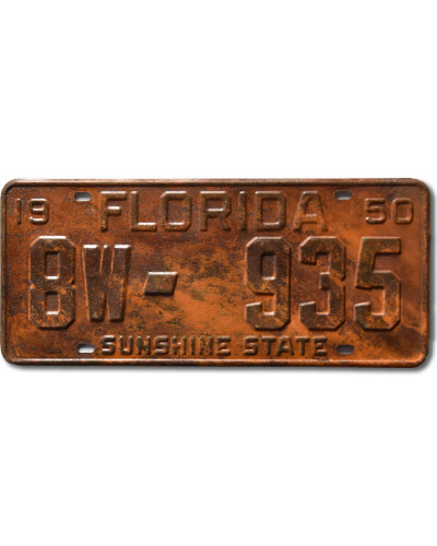 Amerikai rendszám Florida 1950 Rusty 8W-935