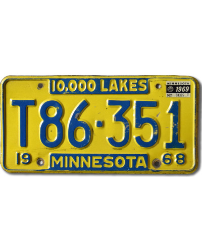 Amerikai rendszám Minnesota 1968 Lakes T86-351