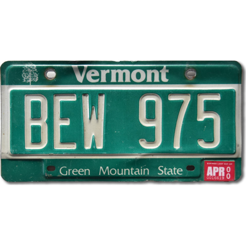 Amerikai rendszám Vermont Green Mountain BEW 975