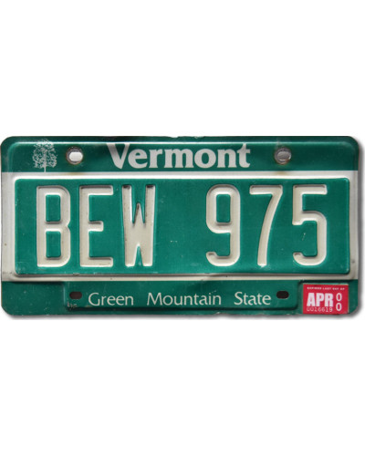 Amerikai rendszám Vermont Green Mountain BEW 975