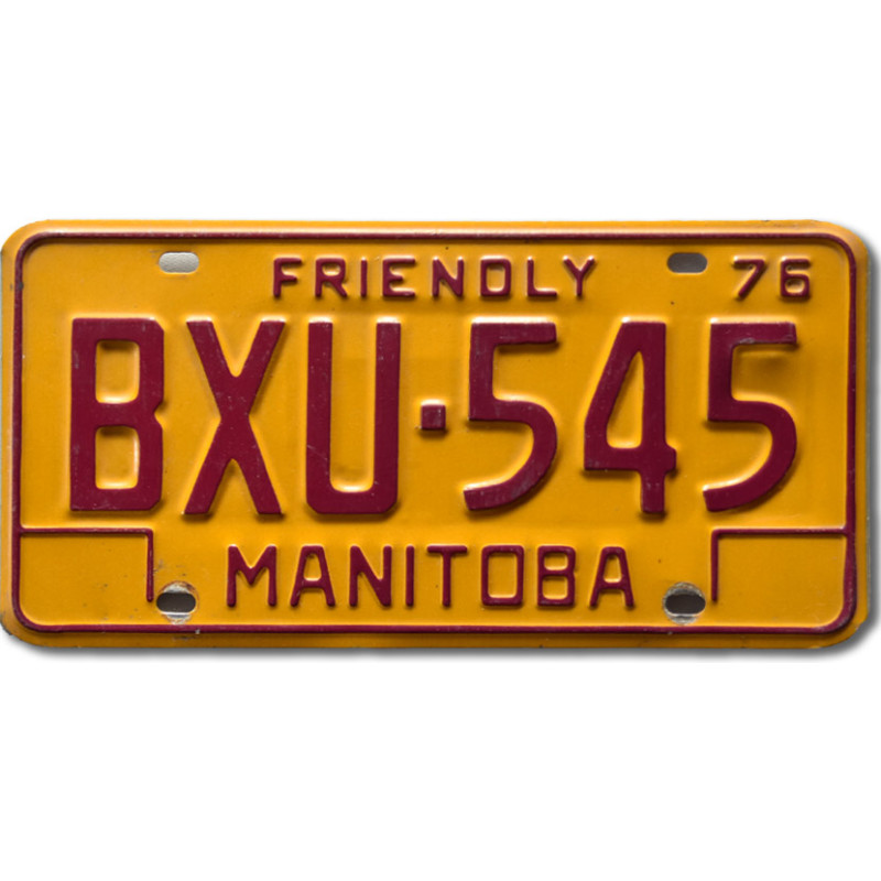 Kanadai rendszám Manitoba 1976 Friendly BXU-545