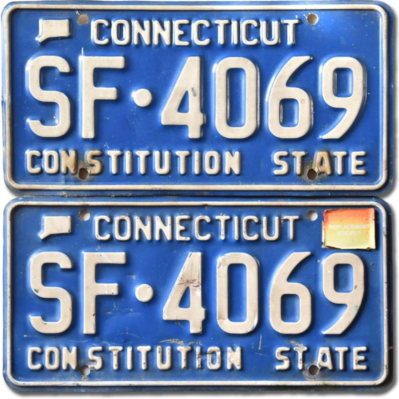 Amerikai rendszám Connecticut Blue SF-4069 pár