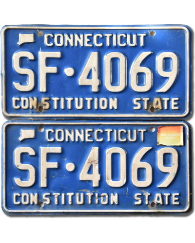 Amerikai rendszám Connecticut Blue SF-4069 pár