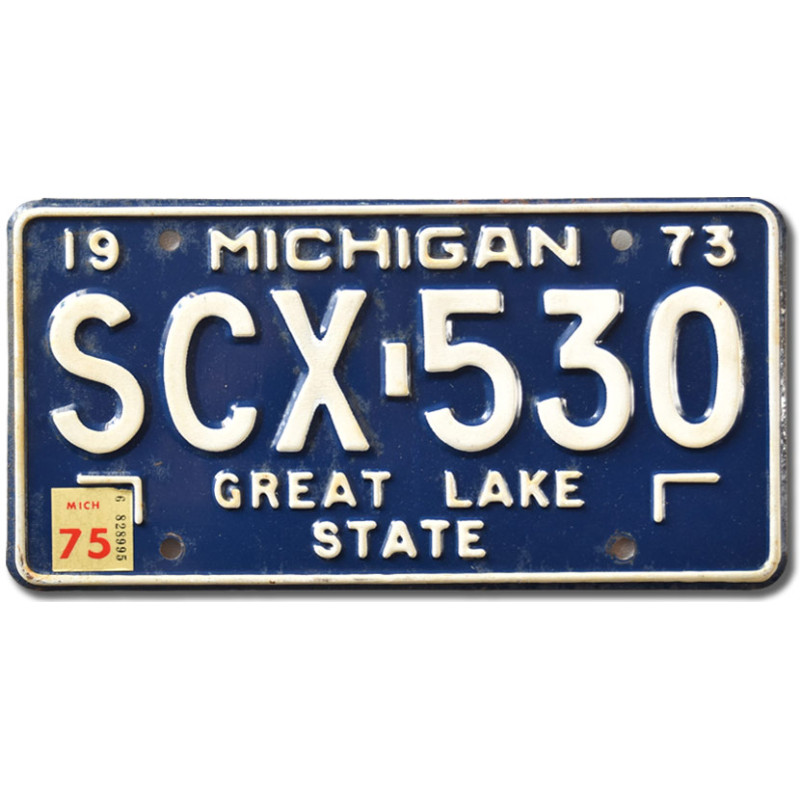 Amerikai rendszám Michigan 1973 Blue SCX-530