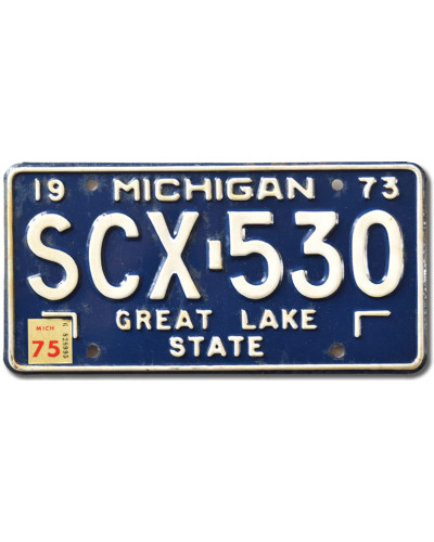 Amerikai rendszám Michigan 1973 Blue SCX-530