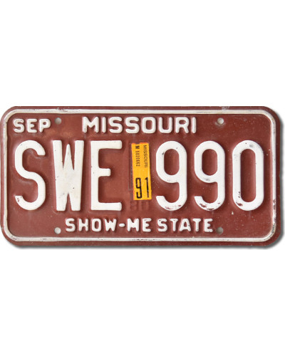 Amerikai rendszám Missouri Red SWE 990