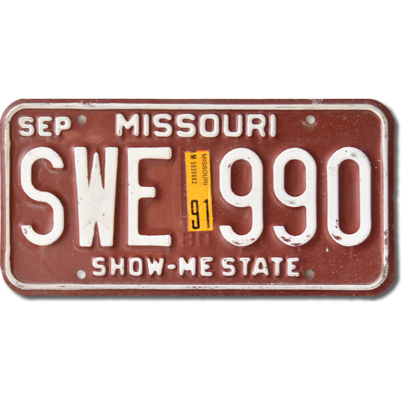 Amerikai rendszám Missouri Red SWE 990