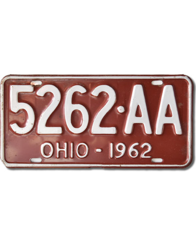 Amerikai rendszám Ohio 1962 Red 5262-AA