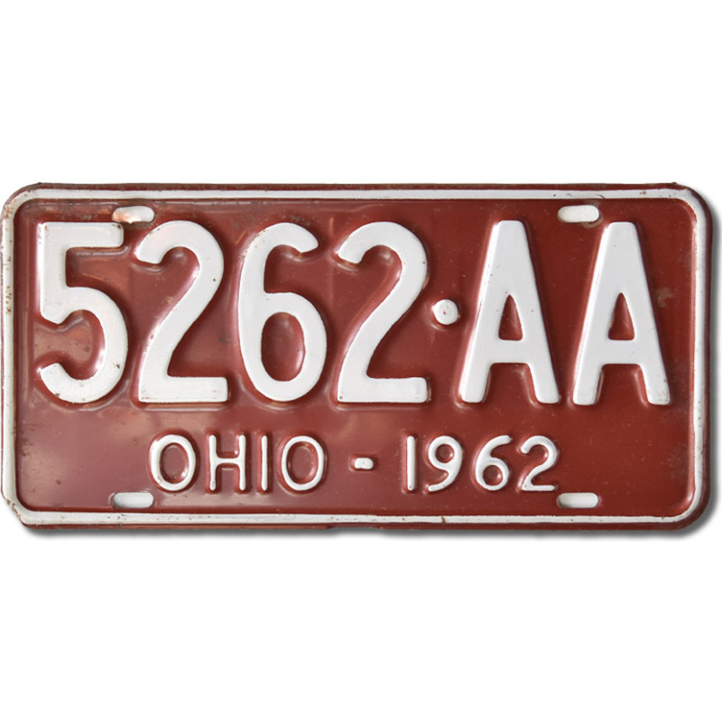 Amerikai rendszám Ohio 1962 Red 5262-AA