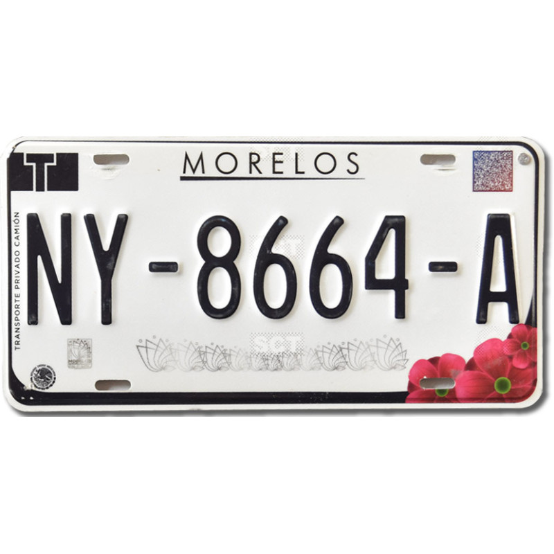 Mexikói rendszám Morelos NY-8664-A