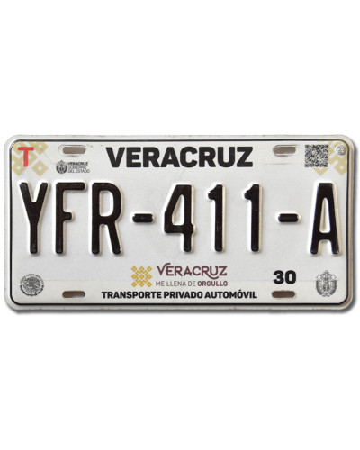 Mexikói rendszám Veracruz YFR-411-A