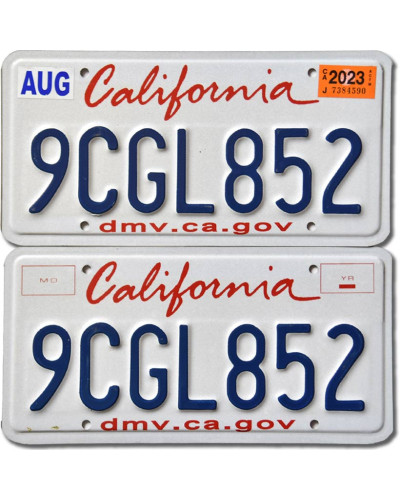 Amerikai rendszám California 9CGL852 pár