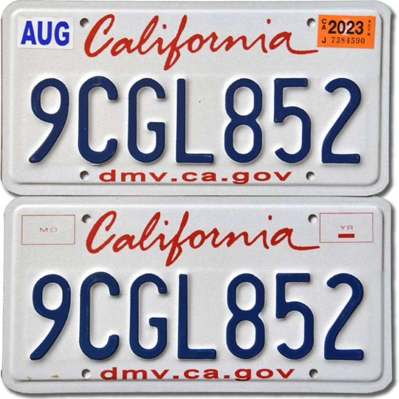 Amerikai rendszám California 9CGL852 pár