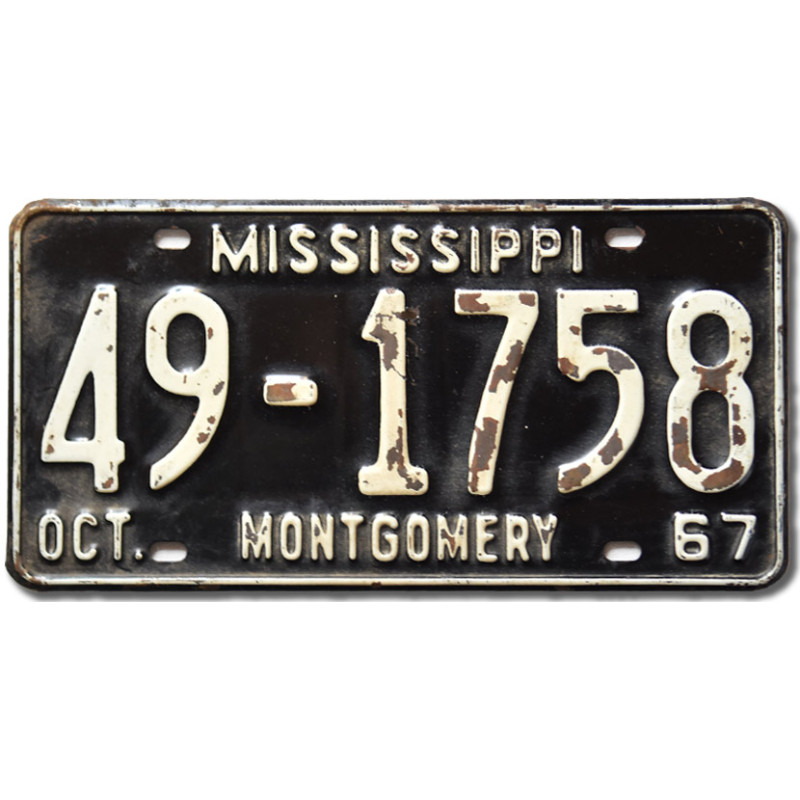 Amerikai rendszám Mississippi 1967 Montgomery 49-1758