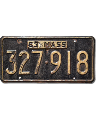 Amerikai rendszám Massachusetts 1963 Black 327-918