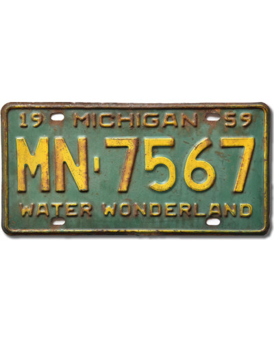 Amerikai rendszám Michigan 1959 Green MN-7567