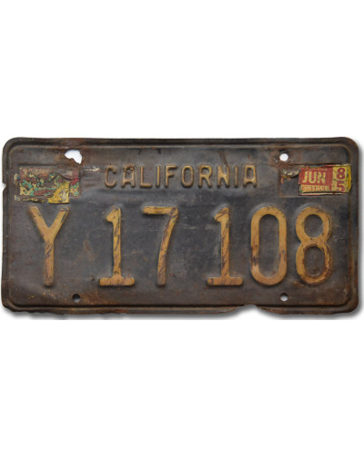 Amerikai rendszám California 1963 Black MY 17 108