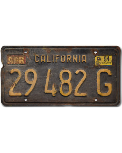 Amerikai rendszám California 1963 Black 29 482 G