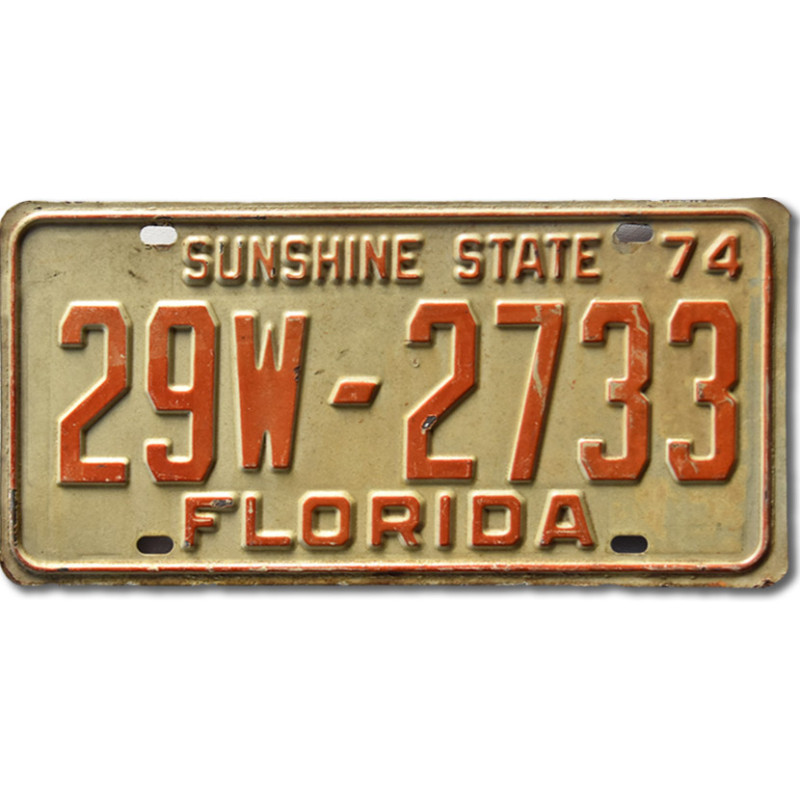 Amerikai rendszám Florida 1974 Sunshine State 29W-2733