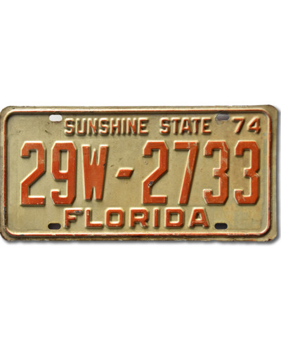 Amerikai rendszám Florida 1974 Sunshine State 29W-2733