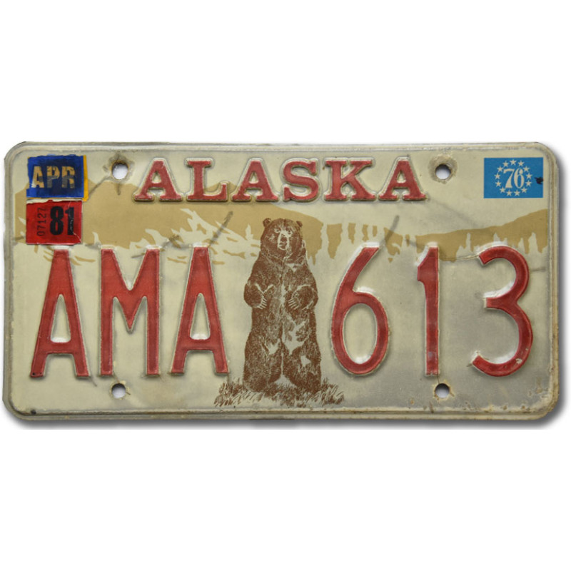 Amerikai rendszám Alaska Bear 1976 AMA 613