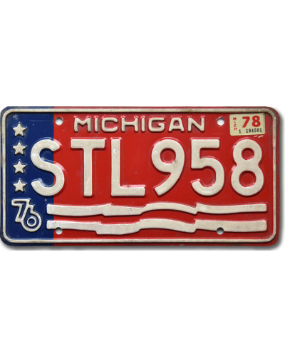 Amerikai rendszám Michigan 1976 Stars STL958