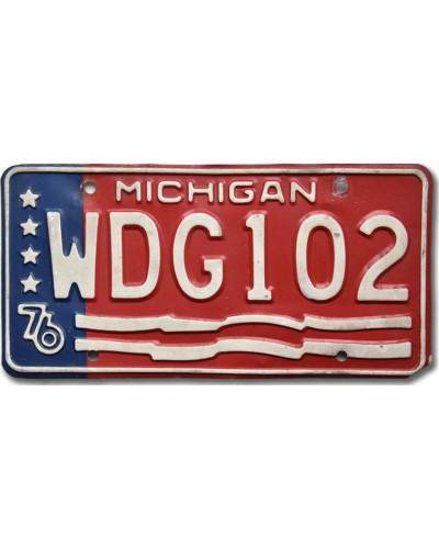 Amerikai rendszám Michigan 1976 Stars WDG102