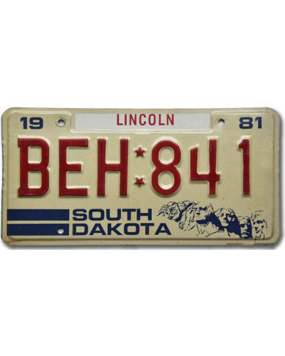 Amerikai rendszám South Dakota Lincoln BEH-841